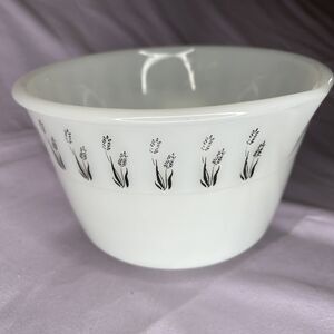 Vintage Sears Roebuck Stand White Mixing Bowl Pour with Black Wheat Design 6.5”